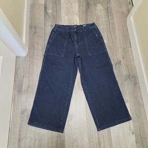Liverpool Cotton Blend Dark Blue Wide-Leg Jeans